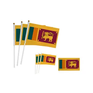Wholesale Hot Sales Superior Quality Wooden PVC Stick Sri Lanka Sri Lankan Hand Held Waving Flag