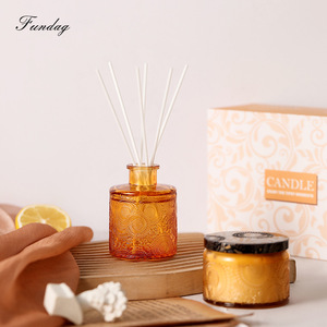 Fundag <b>Reed</b> <b>Diffuser</b> Set Embossed Glass Bottle Classic Retro Natural Fragrance Gift Box - Product Image 2