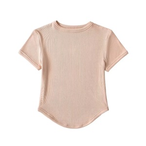 Round Neck Curved Hem Short <b>T</b>-Shirt Tops Women's Slim Threaded Tight Short Sleeve <b>T</b>-Shirt Fashion - Product Image 5