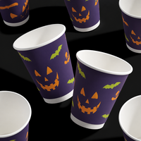Gobelet en carton à double paroi Skeleton, avec logo personnalisé imprimé, en carton ondulé Kraft, isolé pour cidre chaud, 8oz, prix usine