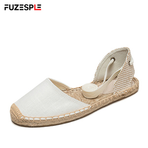 <span class=keywords><strong>Sandalias</strong></span> Planas Beige <span class=keywords><strong>de</strong></span> <span class=keywords><strong>Esparto</strong></span> para Mujer, con Punta Cerrada y Amarre <span class=keywords><strong>al</strong></span> <span class=keywords><strong>Tobillo</strong></span>, Zapatos <span class=keywords><strong>de</strong></span> Verano Estilo Coreano, Antideslizantes, Tipo Espadrilles <span class=keywords><strong>de</strong></span> Pescador - Product Image 4