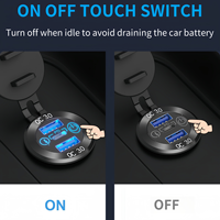 Prise de chargeur de voiture USB QC3.0 à montage sur panneau, prise d'alimentation 12V avec bouton marche/arrêt, chargeur rapide 3 ports Type-C USB-A pour moto et camping-car