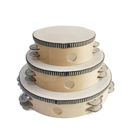 Custom Double Row Tambourine 6 Inch 8 Inch 10 Inch Percussion Musical Instruments Wooden Wedding Tambourines with Metal Jingles