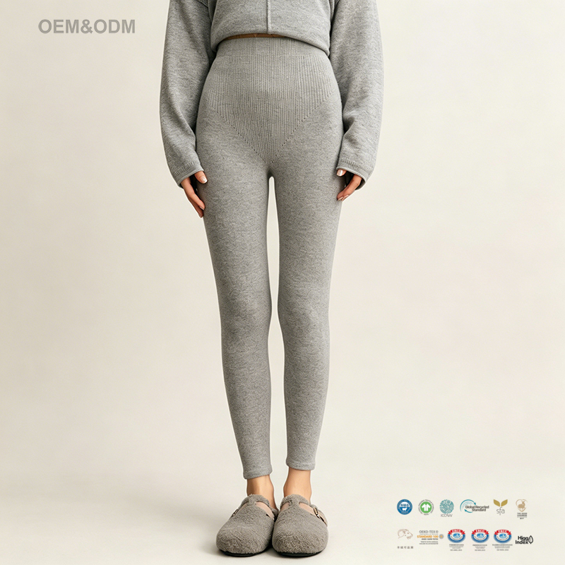 Women's High Waist Slim Fit Casual Warm Cashmere Knitted Lounge Leggings Pants