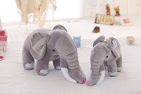 Peluche personnalisée éléphant gris réaliste avec longue trompe et croc, cadeau d'anniversaire en polyester