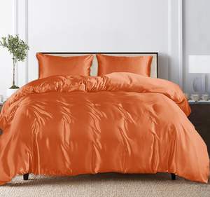 King Burnt Orange Tencel Lyocell doux léger respirant housse <span class=keywords><strong>de</strong></span> couette complète poche profonde drap ensemble <span class=keywords><strong>de</strong></span> draps <span class=keywords><strong>de</strong></span> literie - Product Image 1
