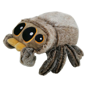 Vente en gros de mignonnes poupées araignées douces marron clair et moelleuses avec plusieurs pattes et yeux, jouets en peluche pour les fêtes, animaux sautant et araignée - Product Image 1