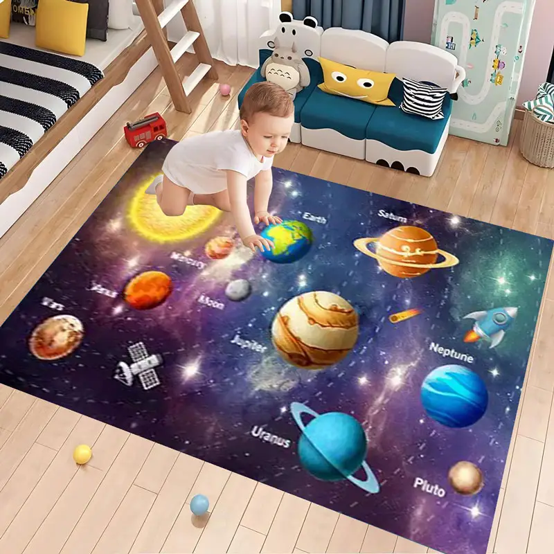 도매 어린이 침실 사용자 정의 디자인 별이 빛나는 하늘 카펫 아기 놀이 깔개 바닥 매트 어린이 깔개