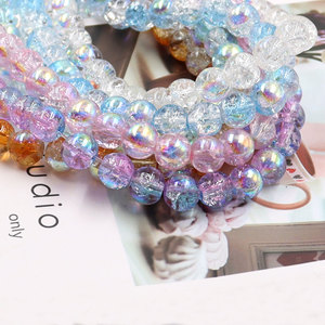 Cuentas de Cristal Craquelado de 8 mm <span class=keywords><strong>AB</strong></span>, Cristal de Vidrio Colorido Hecho a Mano al por Mayor - Blanco Naranja para Moda, para Hacer Pulseras - Product Image 1
