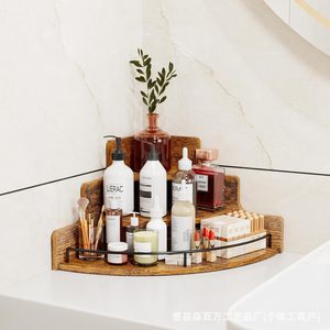Estante de madera para almacenamiento de botellas de vino, estante de exhibición de esquina de 3 niveles para cócteles, cocina, especias, organizador de escritorio, color madera natural - Product Image 3
