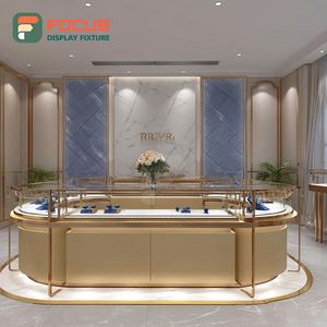 Muebles de Exhibición para Joyería de Lujo Minimalista, Mostrador de Centro Comercial con Acabado Laminado y Vitrina de Vidrio - Product Image 2