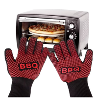 Guantes personalizables de cinco dedos para barbacoa Gel de sílice ignífugo resistente para fiestas al aire libre Logo incluido