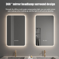 Miroir mural sans cadre rétroéclairé par LED avec commande tactile et affichage de l'heure pour chambre à coucher, salon, hôtel - Vente en gros