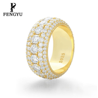 Bague Éternité Hip Hop en Argent 925 avec Moissanite, 5 Rangs, Étincelante et Brillante, pour Hommes, Testée au Diamant