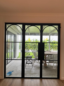 Porte <span class=keywords><strong>d</strong></span>'<span class=keywords><strong>Ingresso</strong></span> in Ferro Battuto Nero con Vetro, Stile Francese, Economiche, per Esterni e Patio - Product Image 6