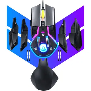 Ratón cromático ergonómico con cable, ratón profesional para juegos RGB, Optico, para ordenador