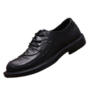 Chaussures habillées pour hommes en cuir véritable, style Oxford, bout rond, à lacets, respirantes, semelle en caoutchouc, pour le bureau et la carrière, toutes saisons, style uni - Product Image 4