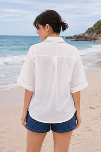 Camisetas de Algodón Titli para Mujer |   Camisa Bordada con Bolsillos |   Ropa de Resort y Casual - Product Image 4