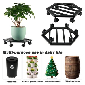 Chariot à plantes en métal de haute qualité avec <span class=keywords><strong>roulettes</strong></span>, <span class=keywords><strong>support</strong></span> à plantes roulant robuste pour usage intérieur et extérieur, avec <span class=keywords><strong>roulettes</strong></span> pivotantes - Product Image 3