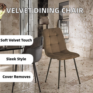 Silla de Comedor Moderna Tapizada en Terciopelo, Silla de Ocio de Lujo Nórdica con Funda Extraíble para Hogar y Restaurante - Product Image 2