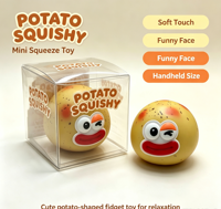 Jouet Squishy Pomme de Terre Mignonne, Simulation de Légume à Visage Amusant, Doux et Croustillant, à Presser et à Pincer, Jouet Sensoriel Anti-Stress, Cadeaux