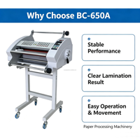 Laminateur électrique chaud et froid de 650 mm, équipement de plastification industriel de taille A1-A6 avec commande de moteur pour matériaux alimentaires