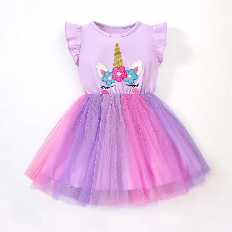 Wholesale cute sleeveless children's tulle dress CDDR-006