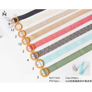 Cintura in Pelle PP con Fibbia Rotonda Effetto Rattan 5Cm - Product Image 3