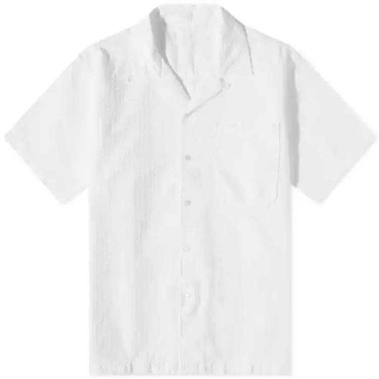 Textur Baumwolle Herren weiße Hemden kurze Ärmel Knopf oben Boxy Fit benutzer definierte Camp-Shirts