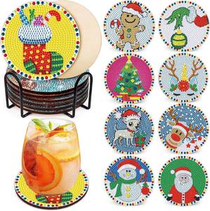 Kit de 6 sous-verres de Noël DIY en diamant 5D, peinture diamant, sous-verres décoratifs pour la maison, tapis de tasse de Noël - Product Image 3