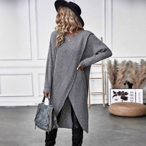 2025 Vintage malha estilo coreano camisola vestido outono casaco longo das mulheres com botão solto <span class=keywords><strong>Cardigan</strong></span> decorado para desgaste da praia - Product Image 4