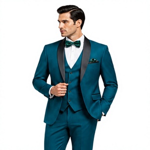 Traje de Lana Negro para Hombre de Tres Piezas, Corte Regular, Cuello de Solapa, Cierre de un Botón, Marca WARPRO INDUSTRY - Product Image 3