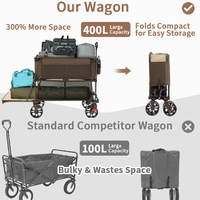 Chariot pliable à double plateau multi-tailles - 90cm/79cm/47cm - Chariot à roulettes réglable pour le rangement d'outils - Personnalisable OEM pour la maison et l'extérieur
