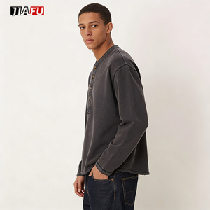 Felpa con Collo Alto Personalizzata DTG, Magliette da Uomo Neutre, Pullover Lavato Oversize con Spalle Scese, Produttore di <span class=keywords><strong>Abbigliamento</strong></span> - Product Image 2