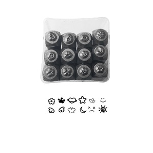 12PC timbro angelo sorridente in acciaio luna stelle sigillo a farfalla in pelle acciaio 2mm punzone in pelle - Product Image 3