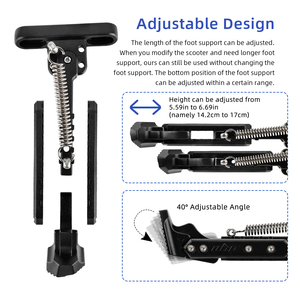 ULIP V2 Black 17cm Aluminum Adjustable Kickstand for Max G30 Serial Scooters Foot Support Side <b>Stand</b> Anti-Slip Groove Design - Product Image 3
