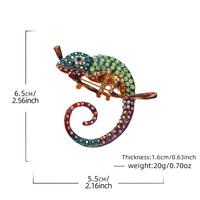 Nuevas llegadas: Broche de camaleón de diamante de colores de alta calidad, con diseño de animal de cristal y pedrería, para hombre y mujer, joyería.