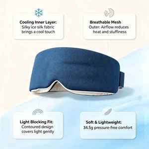 Wholesale Dual Side Cooling <b>Sleep</b> Breathable Full Coverage <b>Light</b> Blocking Adjustable Summer Sleeping Eye Mask - Product Image 4