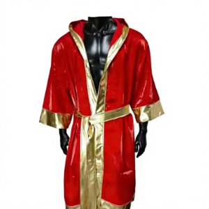 PROFIT SPORTS Robe de boxe jaune avec bordure argentée, respirante, séchage rapide, en polyester, confortable, pour entraînement, pour hommes adultes, toutes saisons - Product Image 5