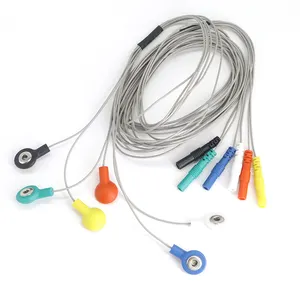 OEM ODM Multi-color customized1.5 round connector to 2.5 electrode female snap cable with jacket Physical Therapy