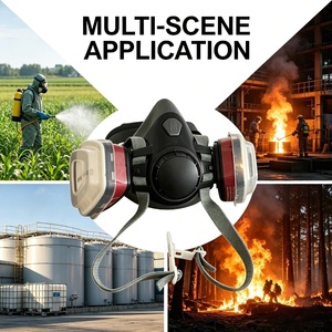 Mascarilla de Media Cara Antipolvo y Antigás, Respirador de Silicona Reutilizable <span class=keywords><strong>con</strong></span> Filtros Dobles, para Vapores Orgánicos, Productos Químicos, Uso Industrial - Product Image 6