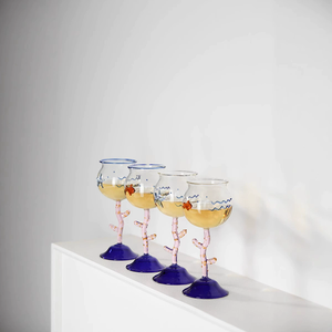 मूल हाथ से चित्रित सुंदर समुद्री प्राणी गोब्लेट डिजाइन-सेंस रंगीन ग्लास कप - Product Image 4