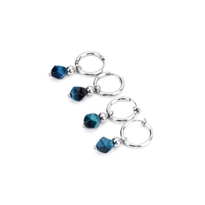 2026 Boucles d'oreilles pendantes en acier inoxydable avec perles bleues et noires, design simple et original, unisexe, bijoux en gros - Product Image 6