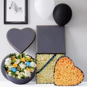 Boîte Cadeau de Luxe pour Maman, Bouquet de Roses Blanches et Roses, Emballage en Forme de Cœur, <span class=keywords><strong>Tube</strong></span> <span class=keywords><strong>Rond</strong></span> Rigide en Carton, Boîte à Fleurs en Papier - Product Image 5