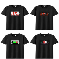 Camiseta Unisex de Algodón con Pantalla LED RGB Controlada por Aplicación, Batería Recargable de Litio, Mensajes Desplazables Programables para Fiestas