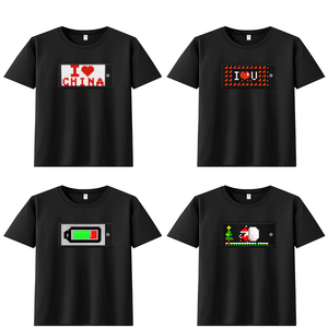 유니섹스 앱 제어 RGB LED 디스플레이 티셔츠, 프로그래밍 가능한 스크롤 메시지, 파티 및 선거용 충전식 배터리 포함 - Product Image 3