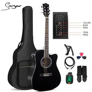 Guitare Acoustique 41 Pouces avec Préampli Micro EQ 4 Bandes, Guitare Électro-Acoustique Caisse Creuse - Product Image 4