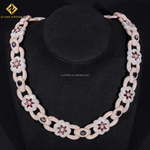 Custom Personalized Jewelry Rapper Heavy Hand Made Multi Color Moissanite Diamond 22mm Width Flower Shape <b>Infinity</b> Cuban Chain - Product Image 6