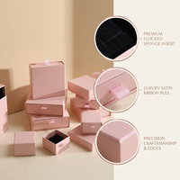 Boîte à bijoux en carton rose poudré personnalisée avec tiroir, insert en velours mat pour bagues et colliers, emballage OEM, usine source