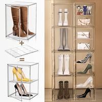 DAYOOH Boîte de rangement magnétique transparente moderne empilable en acrylique pour chaussures et sacs à main avec séparateur réglable
